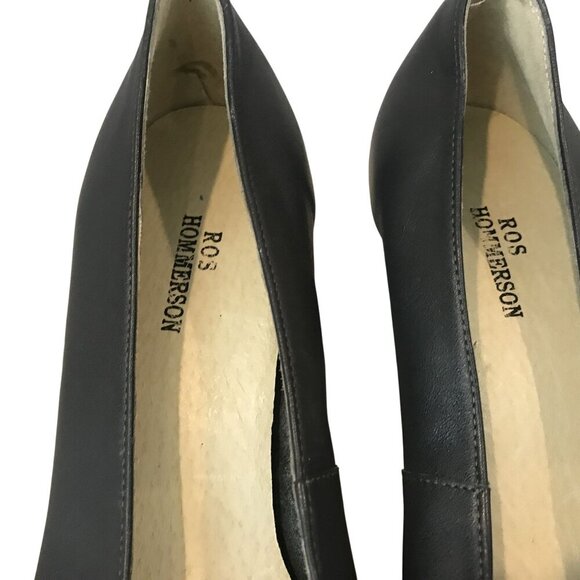 Ros Hommerson Gray Leather Womens Square Toe Pumps Size 7.5 With 2.5" Block Heel - Picture 7 of 9